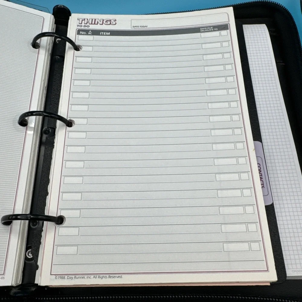 Dayrunner Planner Organizer Black & LOTS of Inserts‎ Full Zip Vintage 90s 1990s